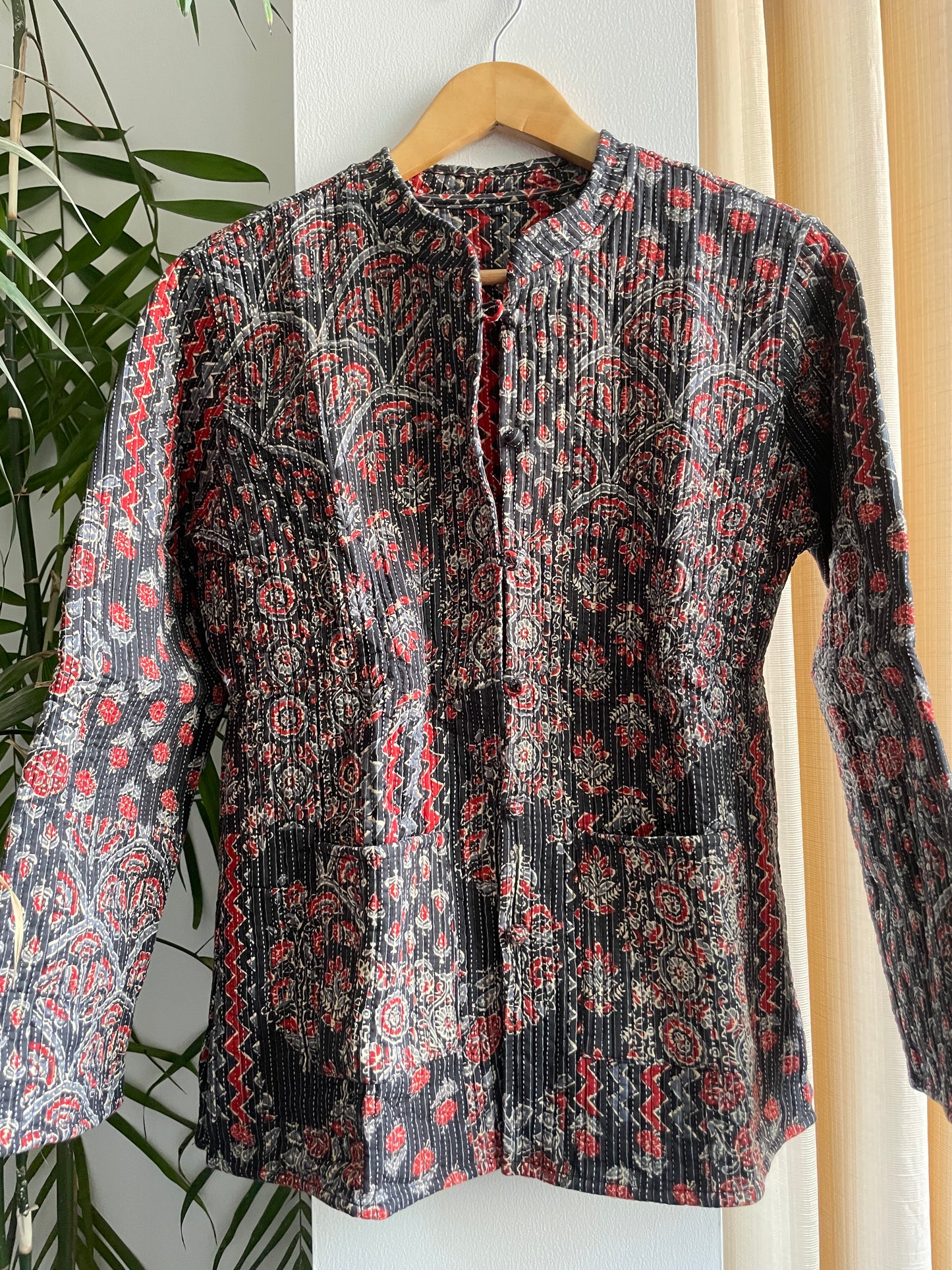 Crimson Patchwork Quilted Jacket