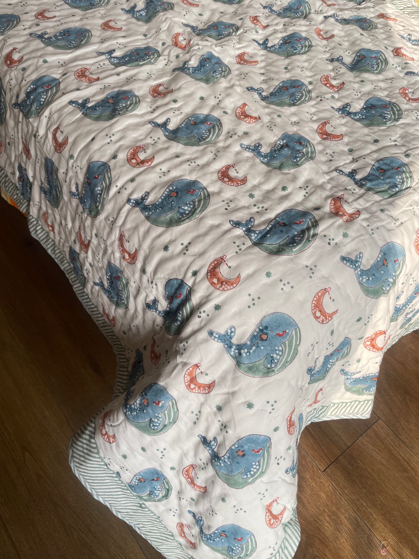 Soft Mul Cotton, Dolphin & Half Moon Quilt ( Children)
