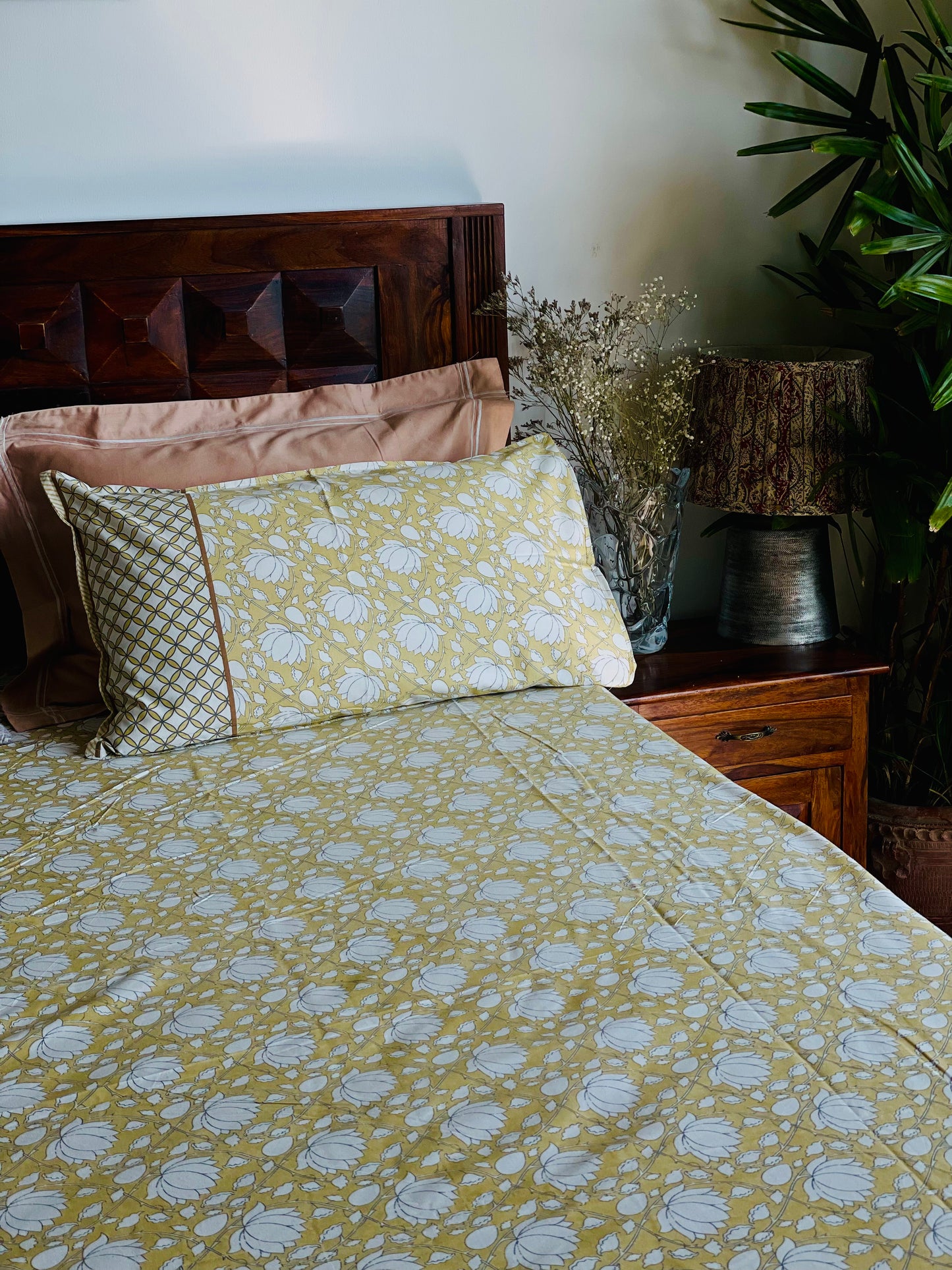 Golden Lotus Bed Cover