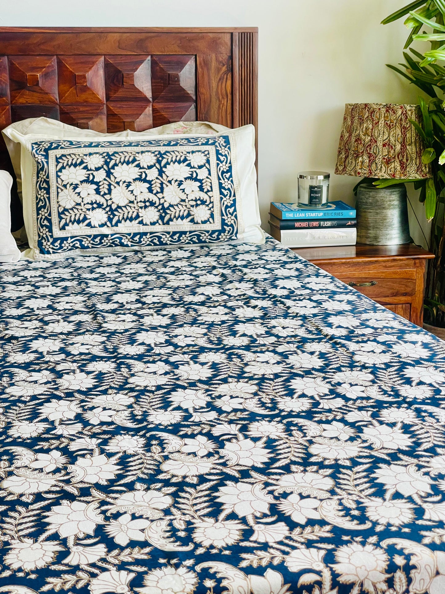 Indigo Noor Bed Cover with Khadi Print