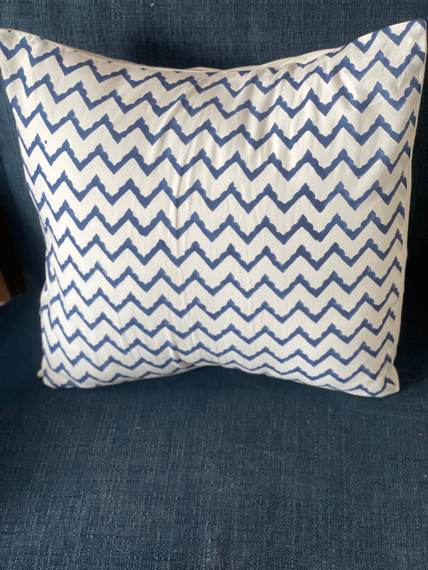 Blue Zig Zag Cushion Cover (Set of 2) (16'x16')