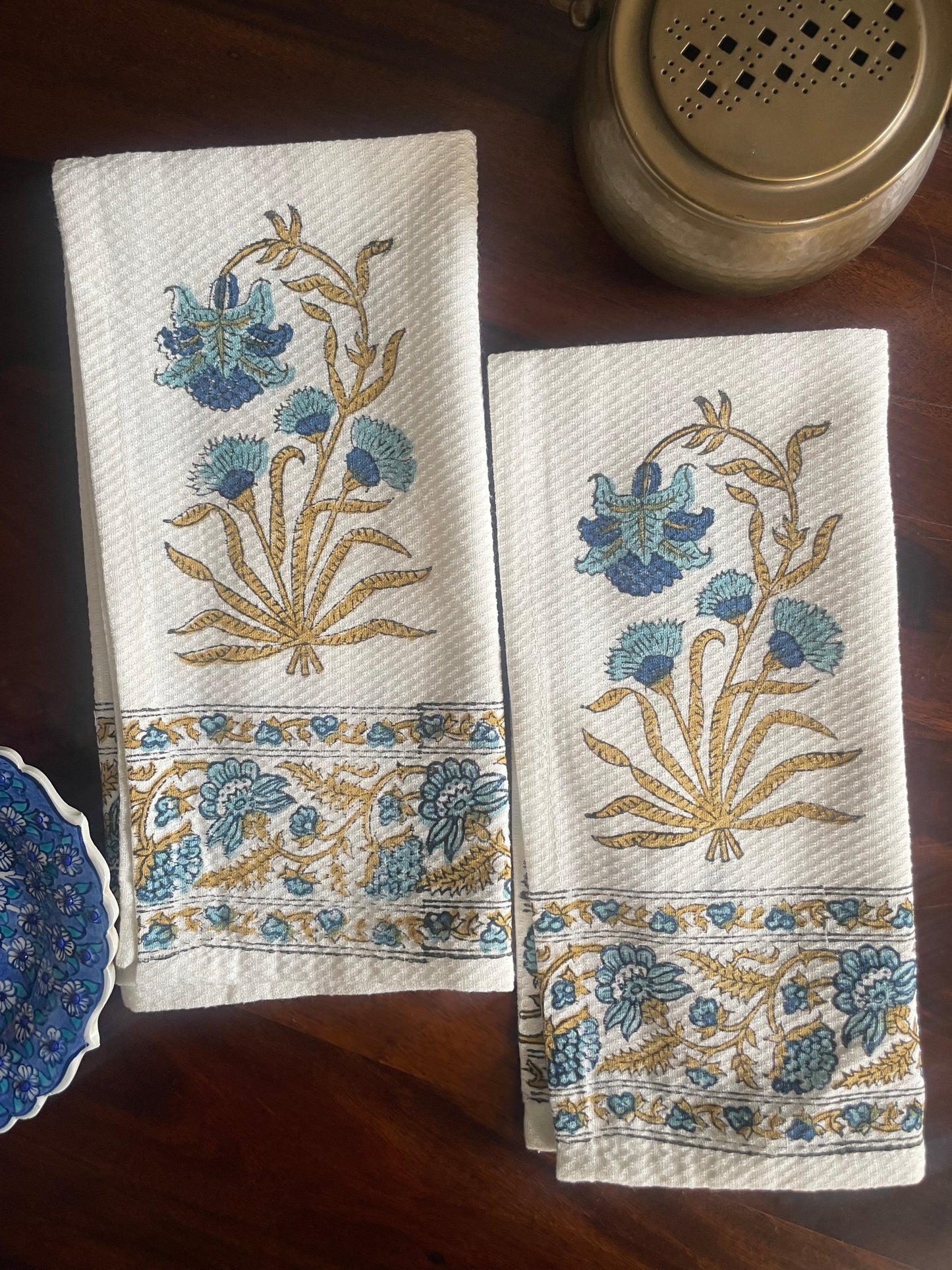 Blue Flora Bath & Hand Towel