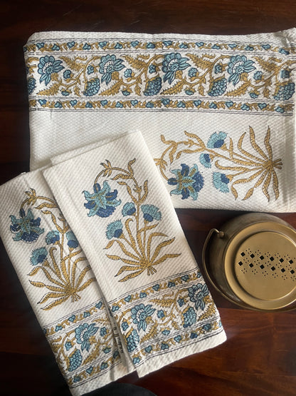 Blue Flora Bath & Hand Towel