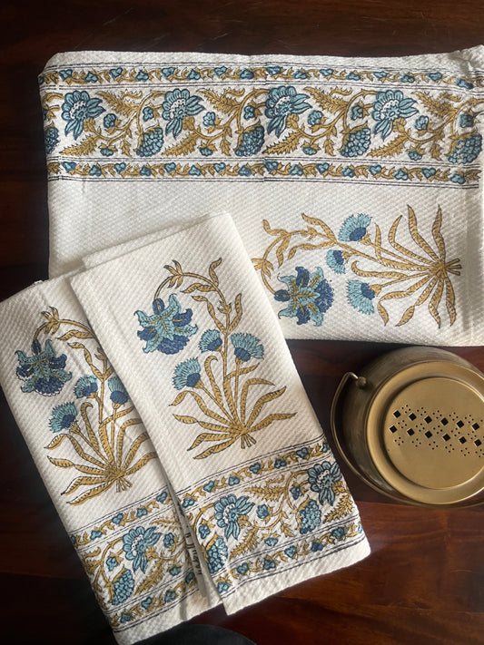 Blue Flora Bath & Hand Towel