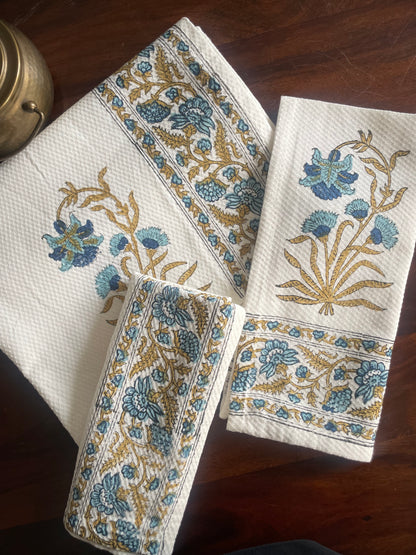 Blue Flora Bath & Hand Towel