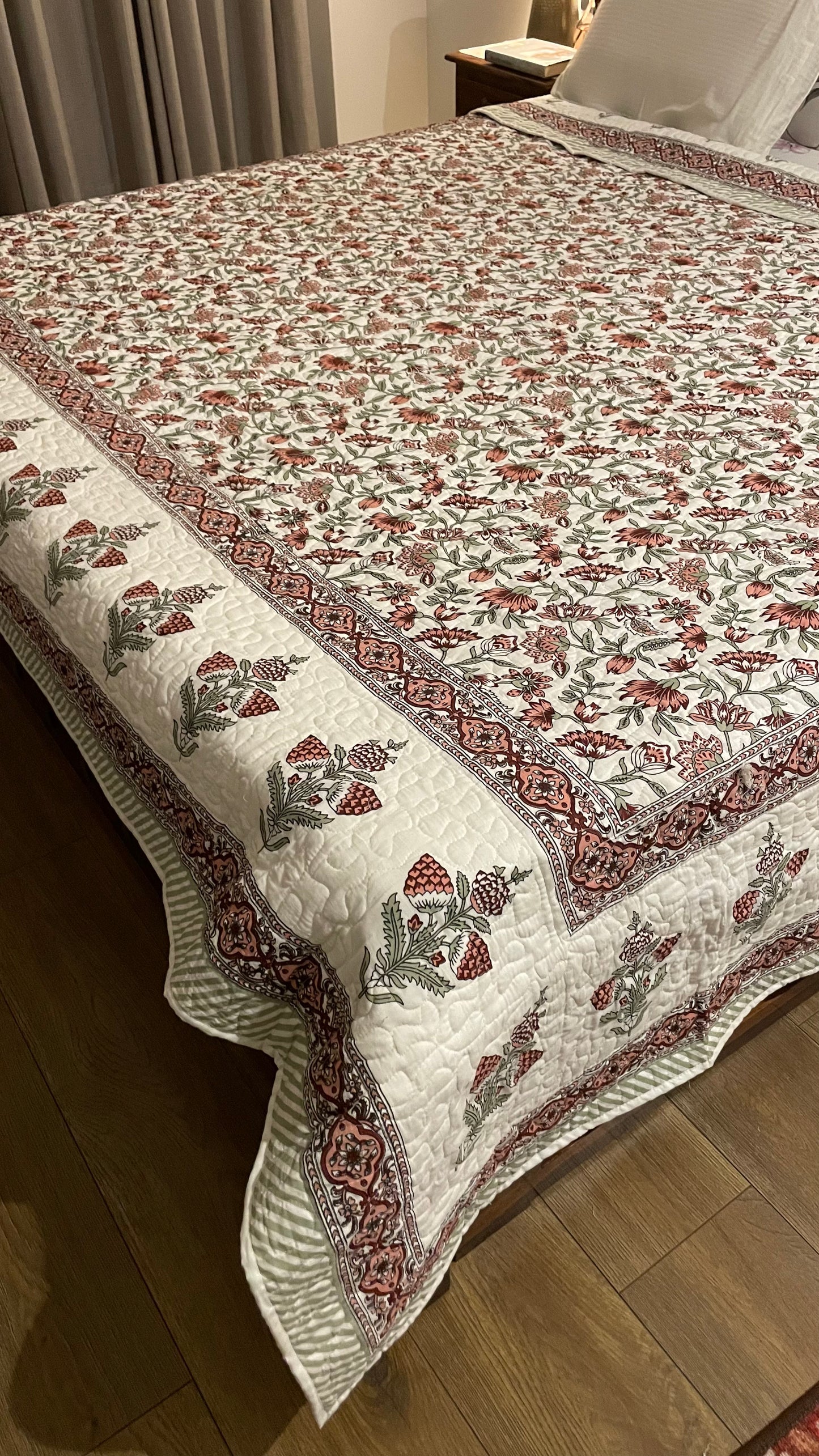 Red Forest Quilted Bed Cover - King Size