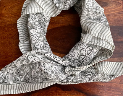 Shades of Grey- Hand Blocked Scarf