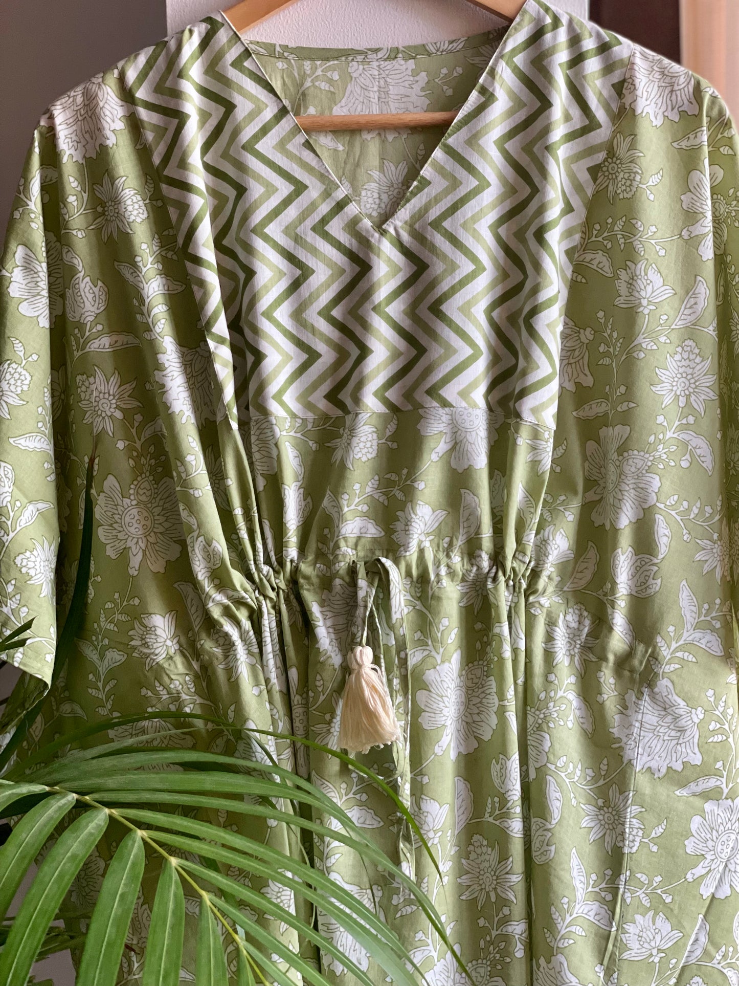 Sage Green Floral Kaftan