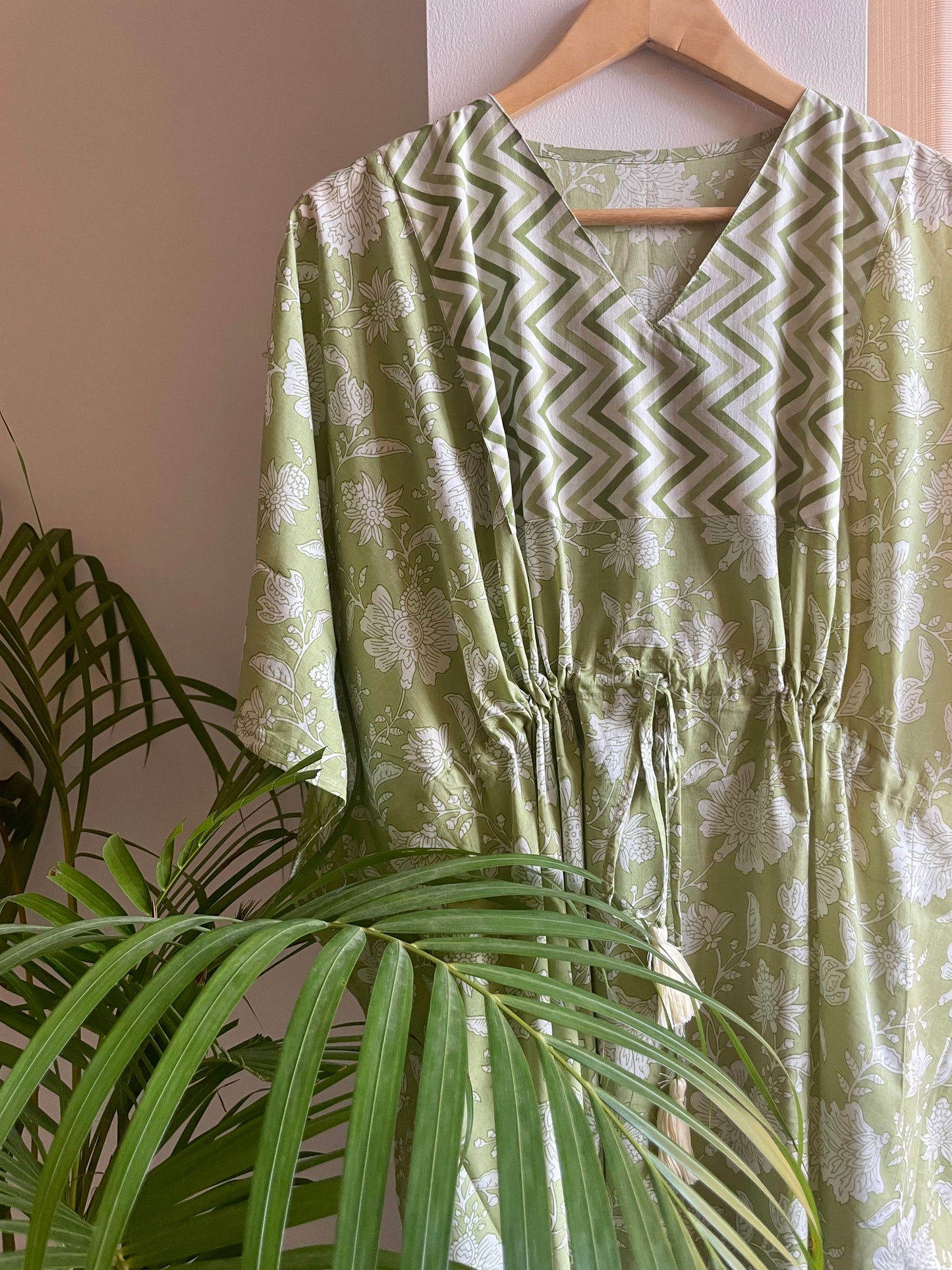 Sage Green Floral Kaftan