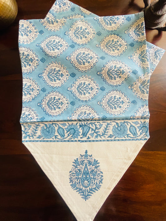 Blue Domed Floral Table Runner