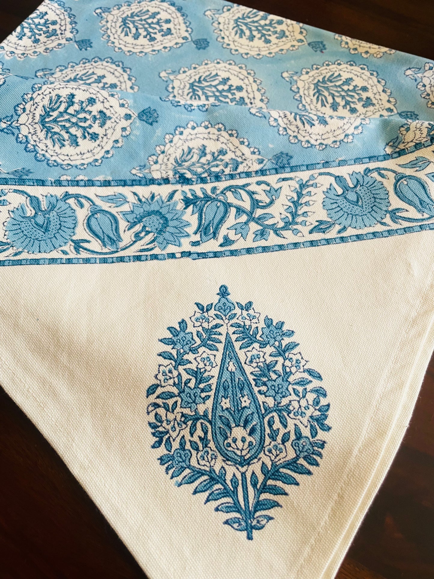 Blue Domed Floral Table Runner