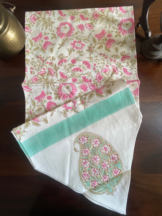 Pink Floral Jaal Table Runner