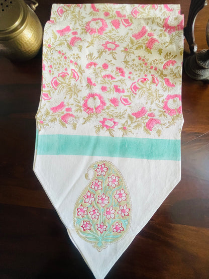 Pink Floral Jaal Table Runner