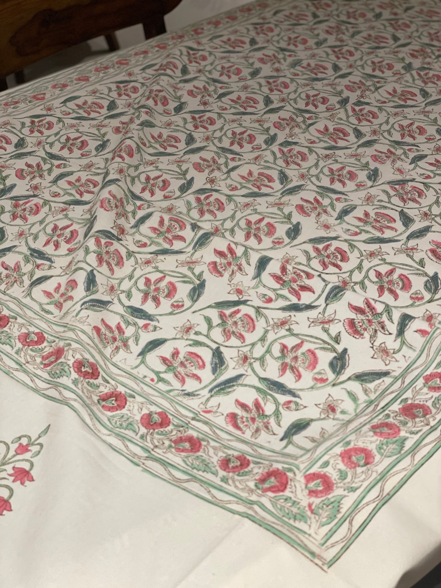 Peach Floral Palette Table Cover - Six Seater