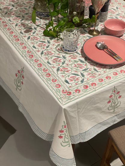 Peach Floral Palette Table Cover - Six Seater