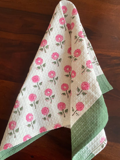 Pink Floral Booti Hand Towel