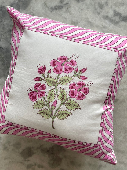 Pink Hibiscus Cushion Cover