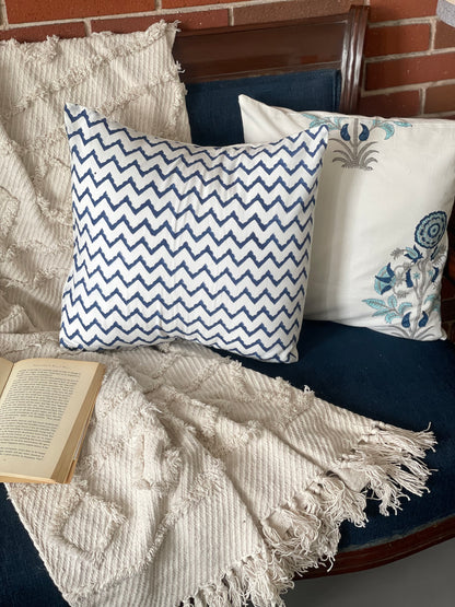 Blue Zig Zag Cushion Cover