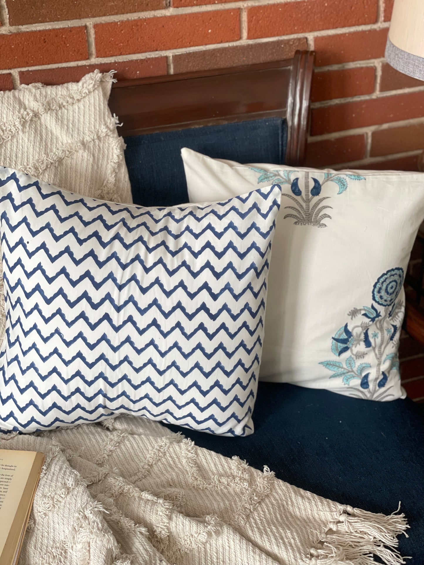 Blue Zig Zag Cushion Cover