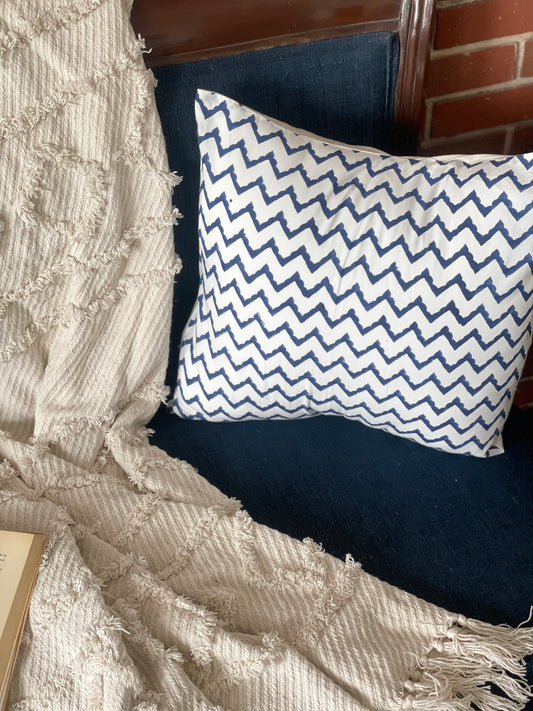 Blue Zig Zag Cushion Cover