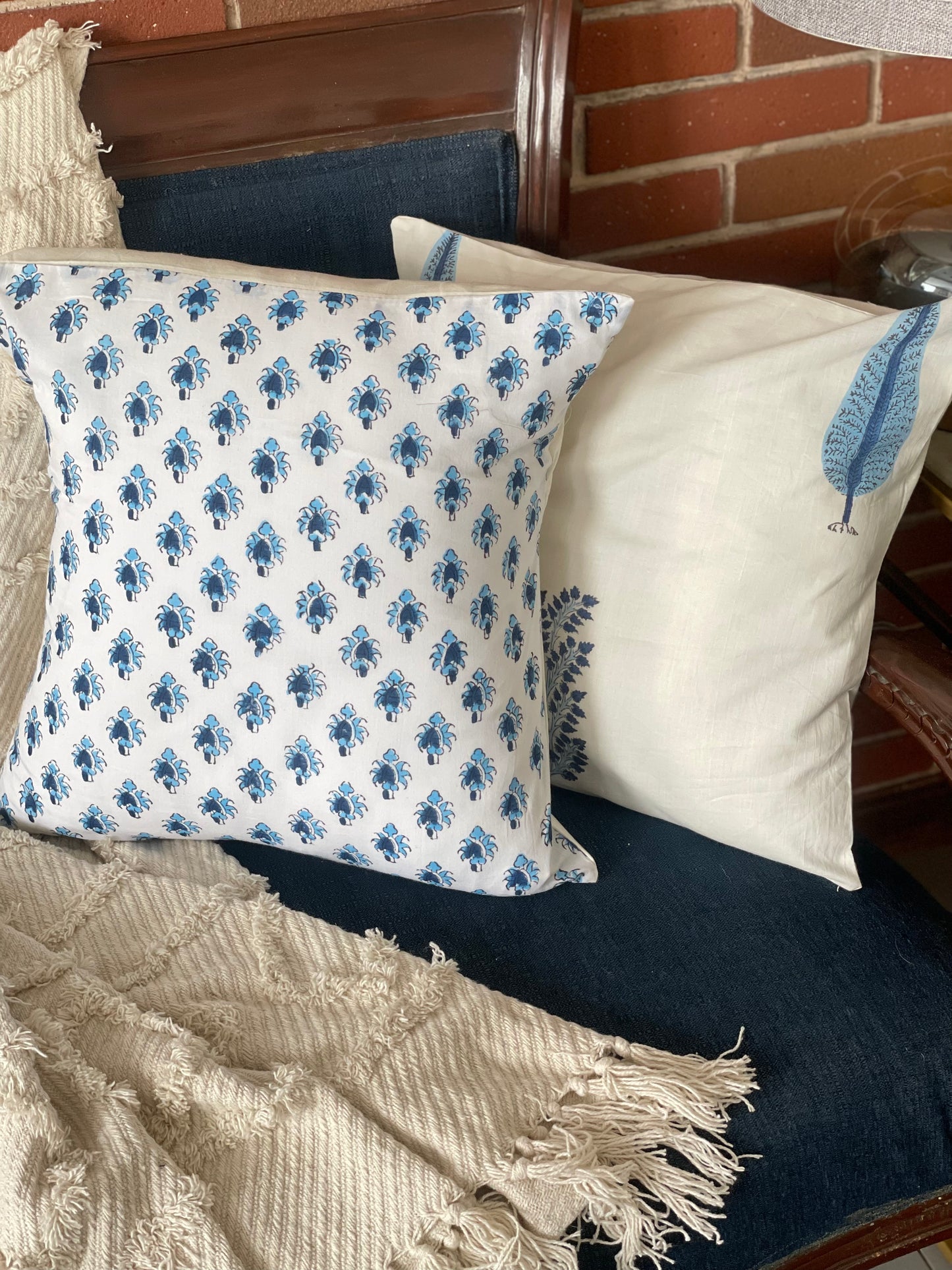 Blue Floral Booti Cushion Covers