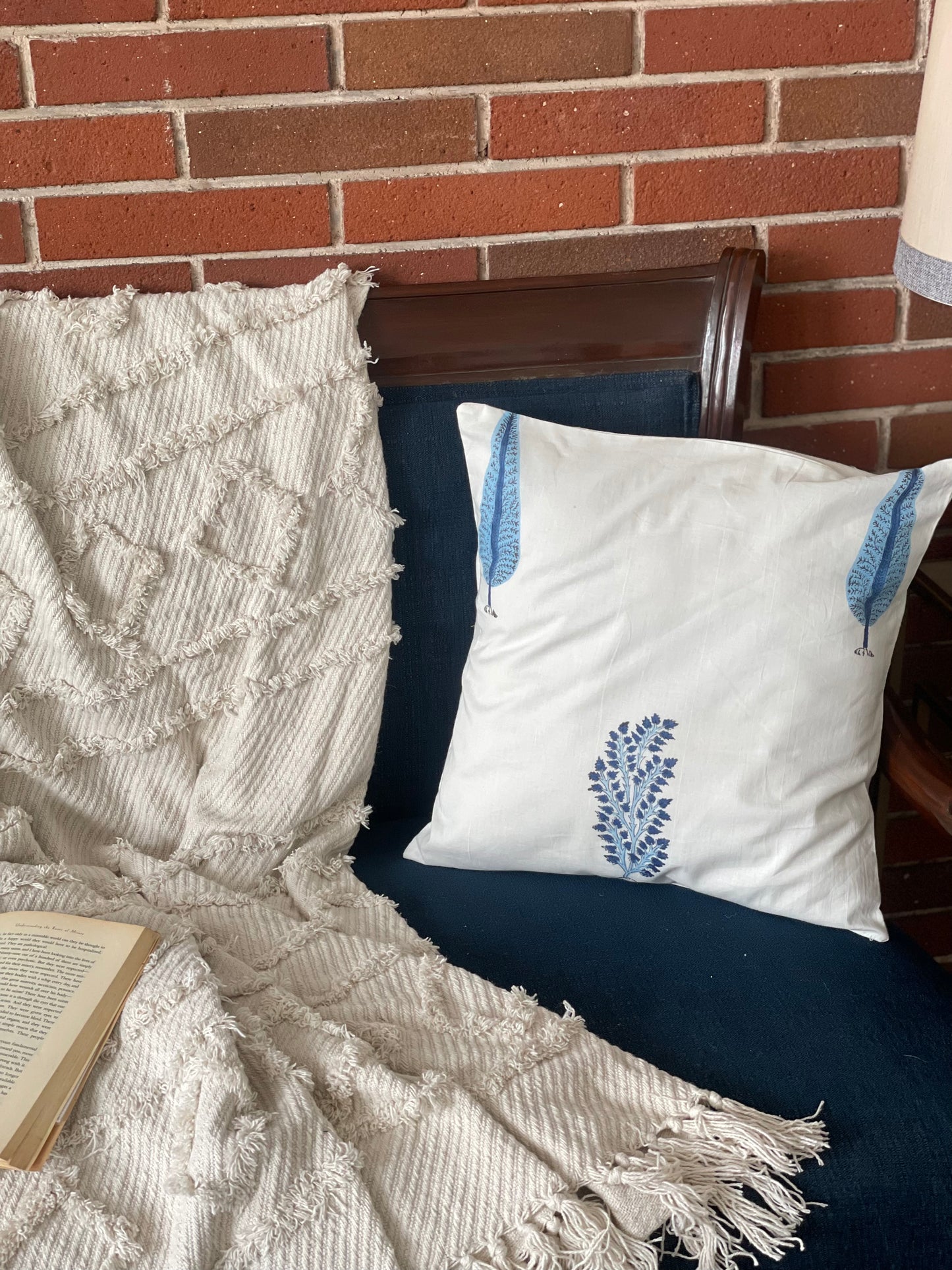 Blue Palm Cushion Cover