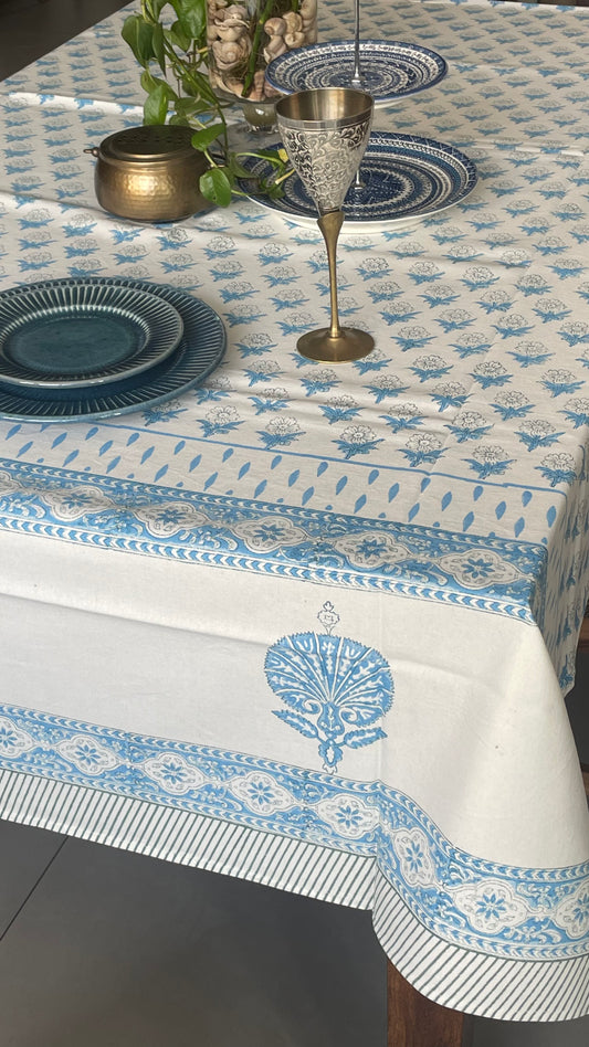 Blue Spring Table Cover - Six Seater